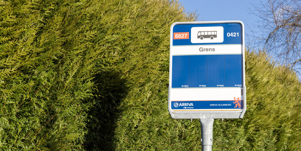 Bus stop at German - Dutch border, Nieuwstraat Kerkrade